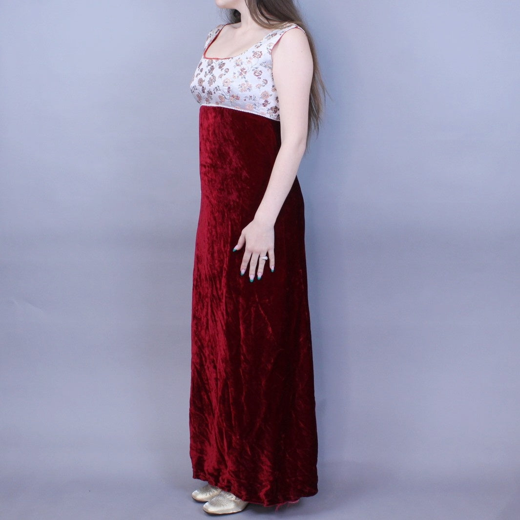 Vintage 70s Velvet Babydoll Evening Gown