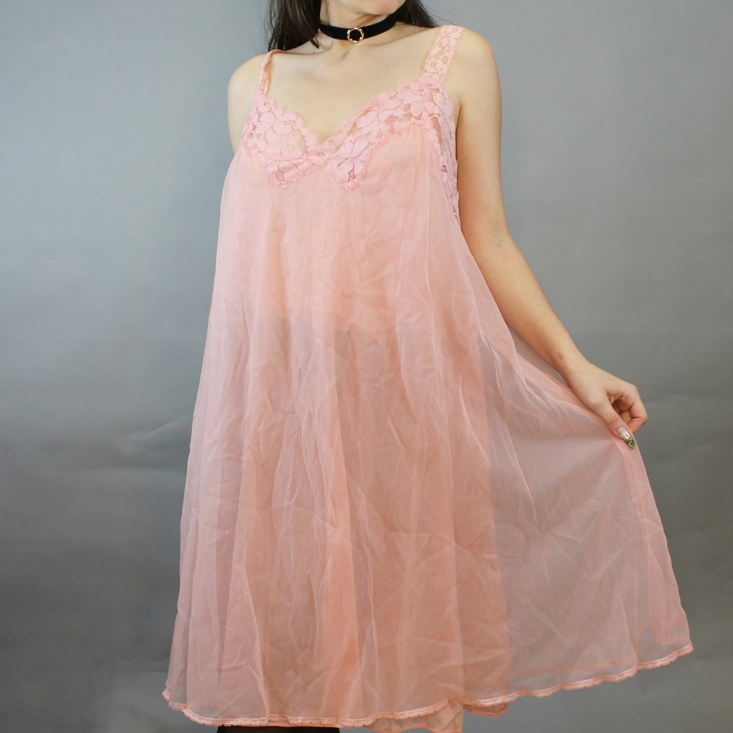 Vintage 60s Pink Nightgown Mini Dress by Sears