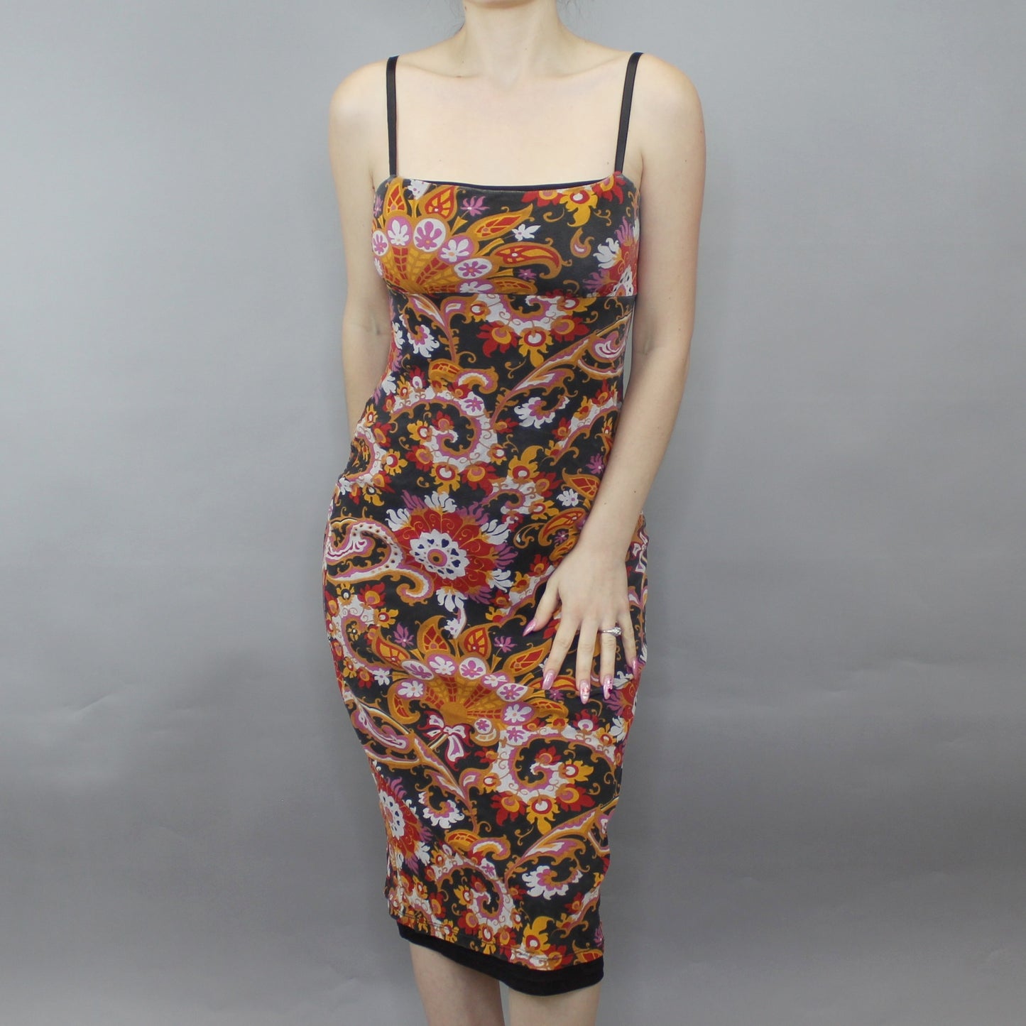 Vintage 90s Paisley Floral Bodycon Midi Dress by Necessary Objects from Ady Gluck-Frankel