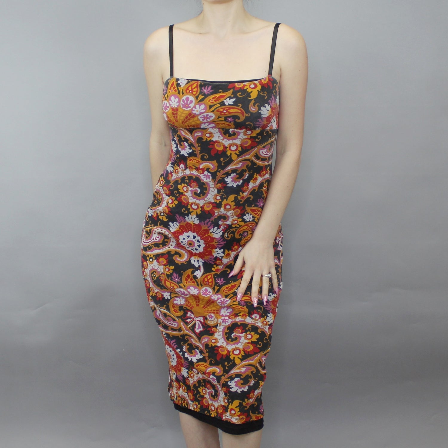Vintage 90s Paisley Floral Bodycon Midi Dress by Necessary Objects fro – Odd Faery