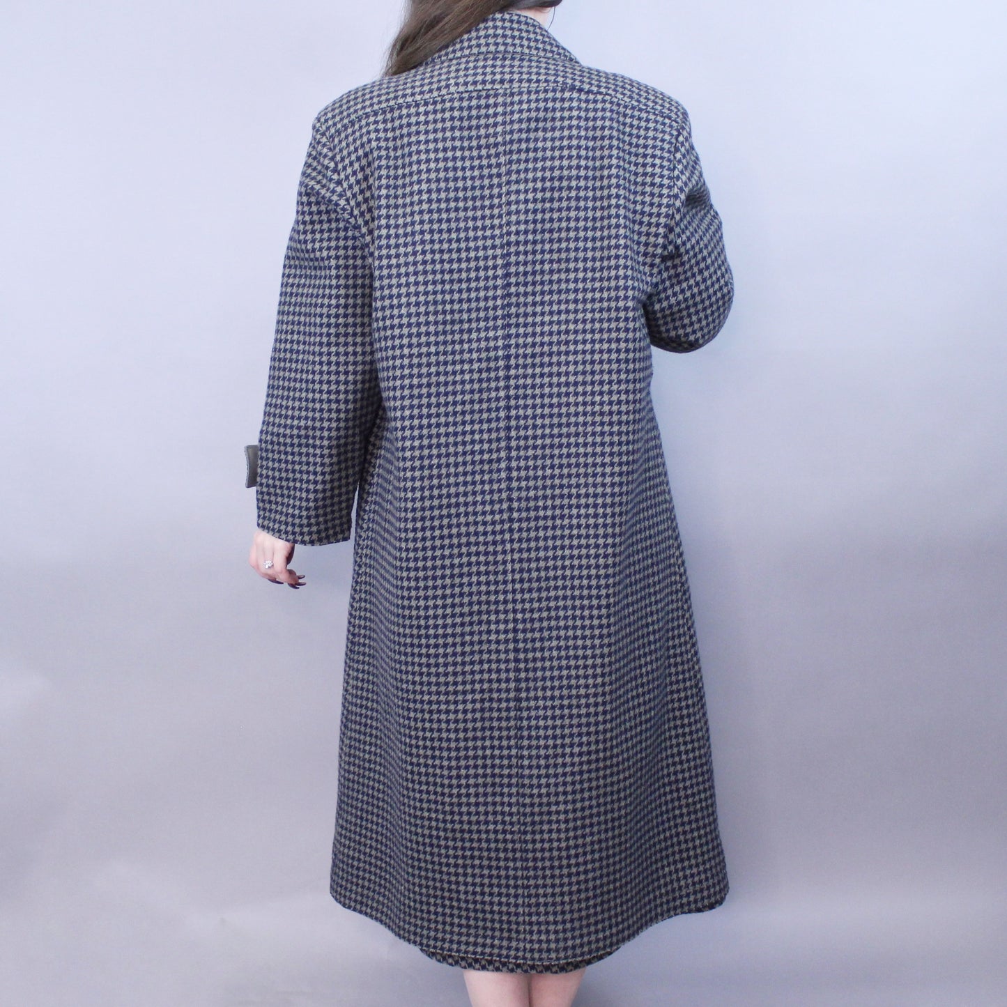 Vintage 80s Reversible Houndstooth Green Coat by London Fog