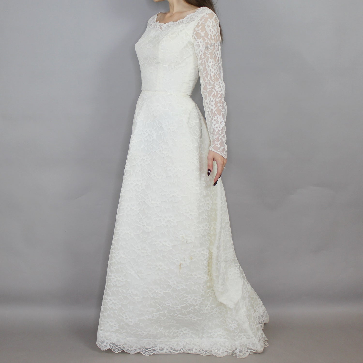 Vintage 60s Lace A-line Wedding Dress