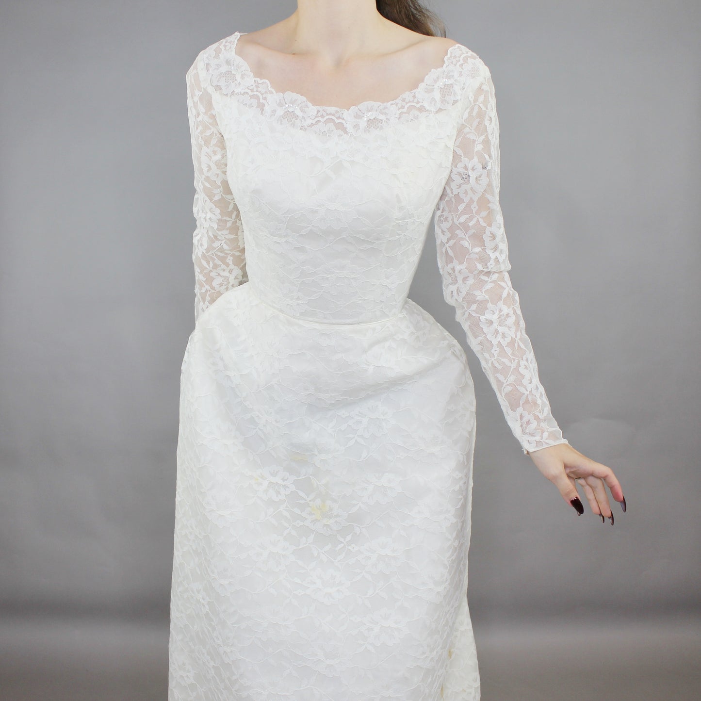 Vintage 60s Lace A-line Wedding Dress