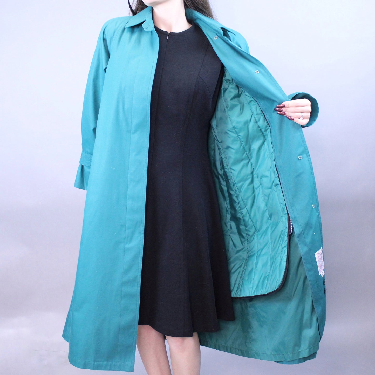 Vintage 80s Teal London Fog Trench Coat