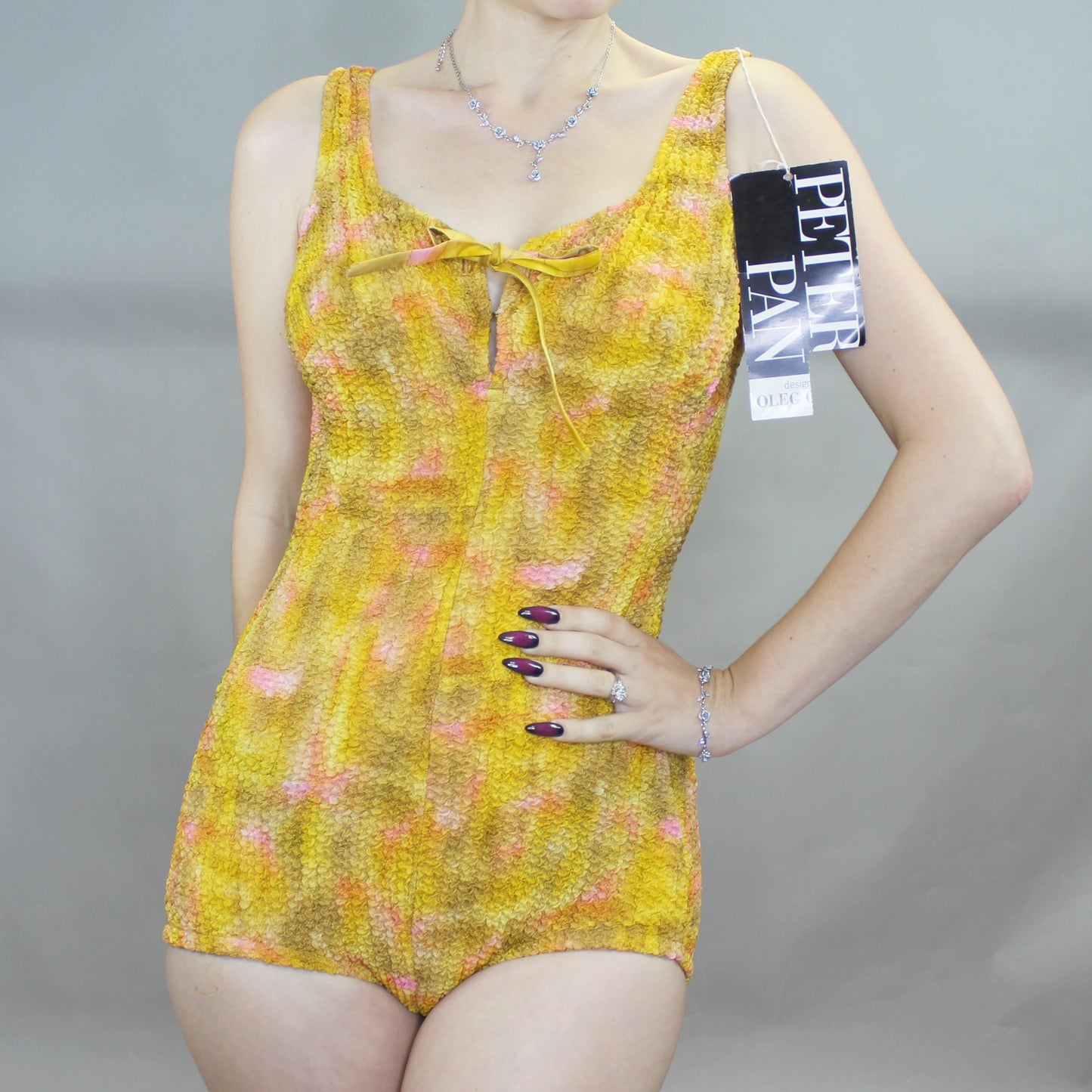 Deadstock NWT Vintage 60s Shirred Swimsuit from Peter Pan by Oleg Cassini