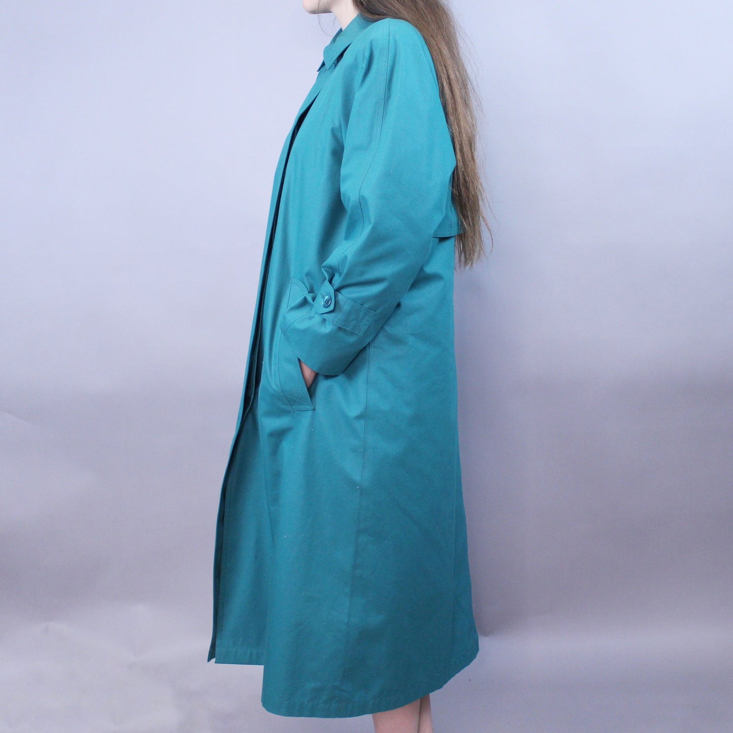 Vintage 80s Teal London Fog Trench Coat