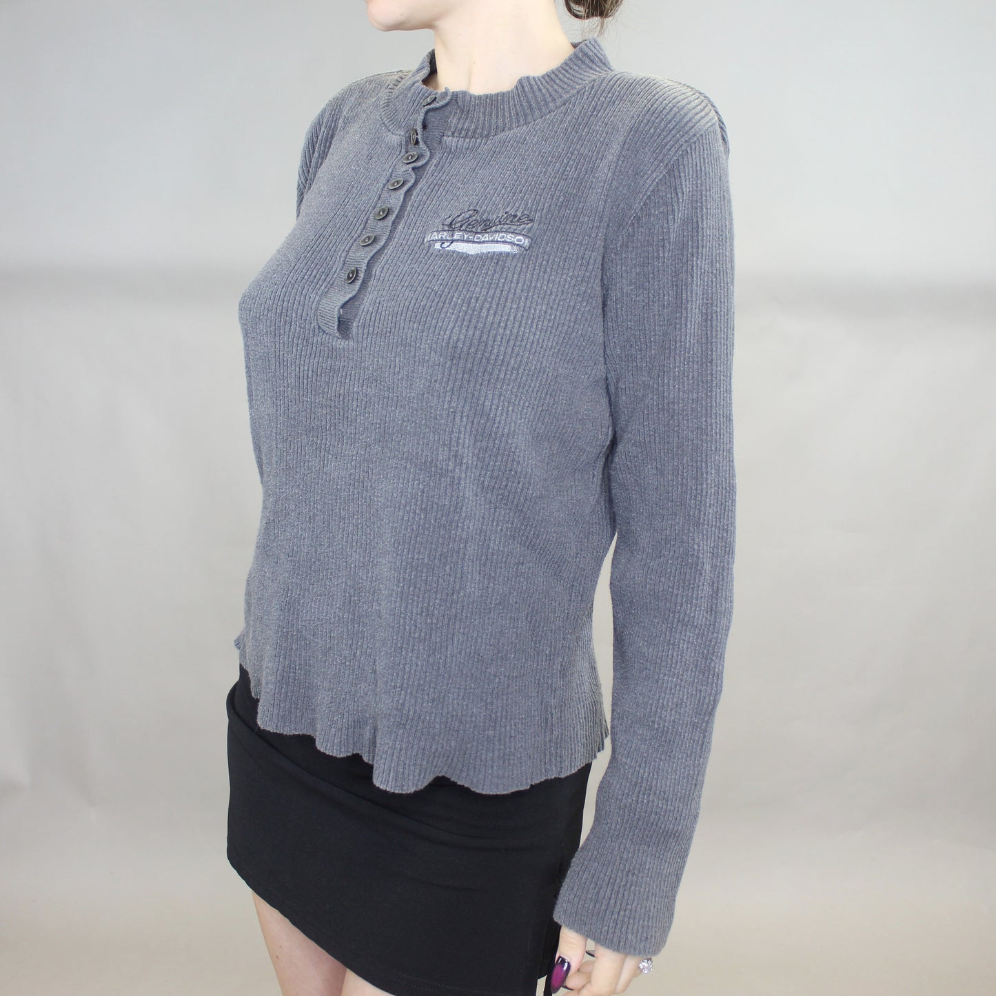 Vintage 90s Harley Davidson Ribbed Long Sleeve Henley