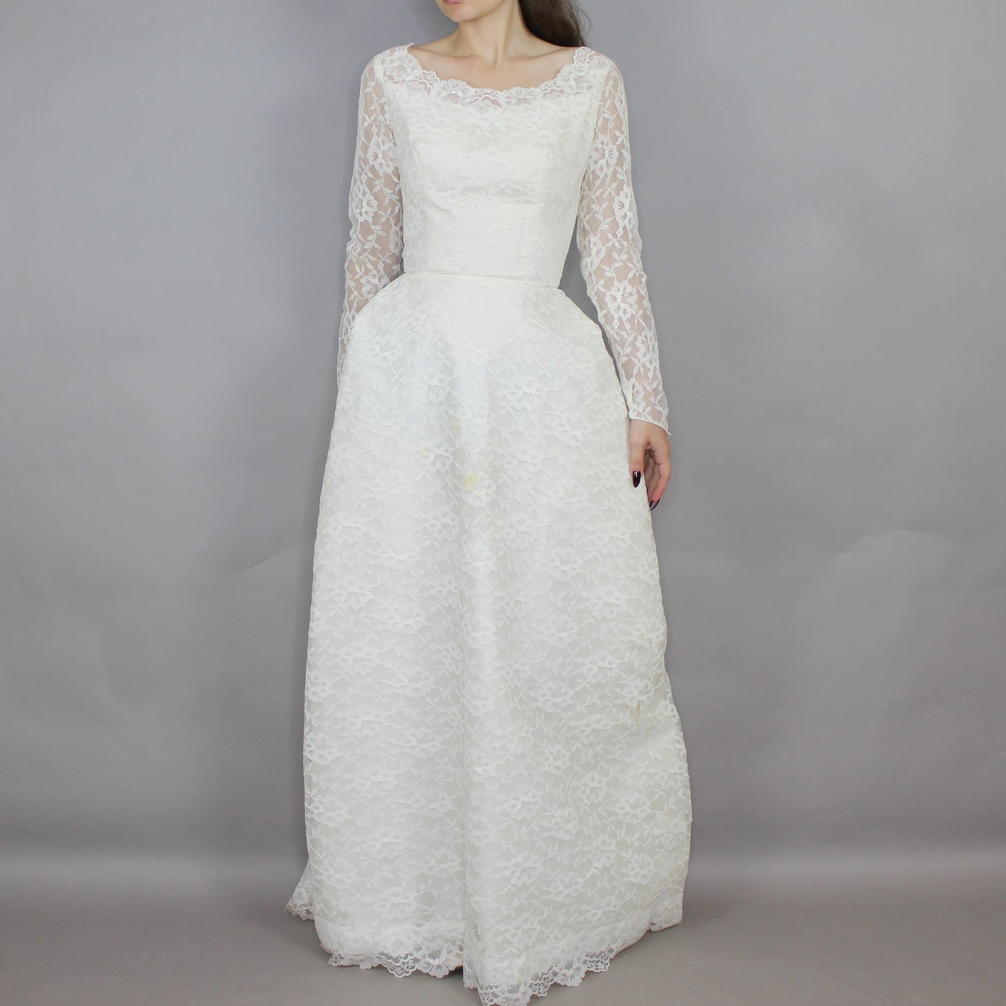 Vintage 60s Lace A-line Wedding Dress