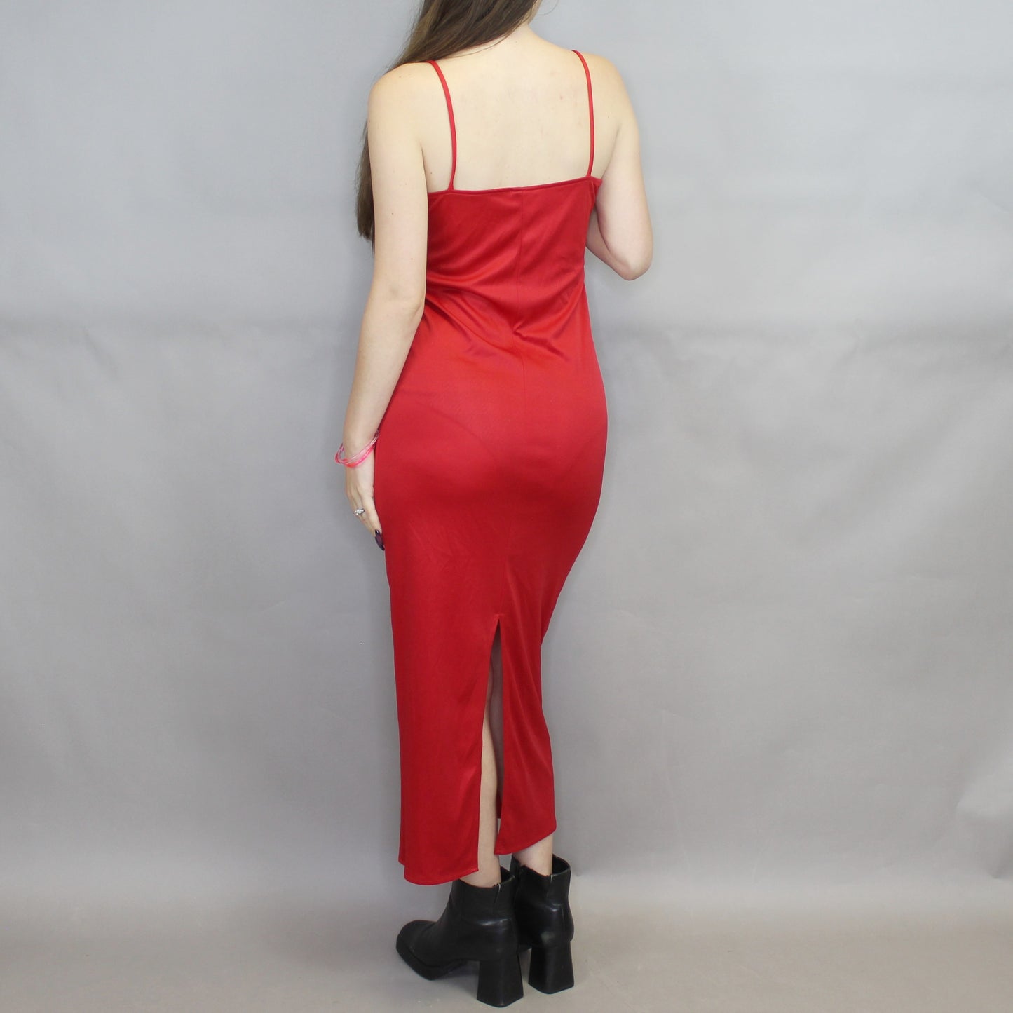Vintage 80s Red Maxi Length Slip Dress
