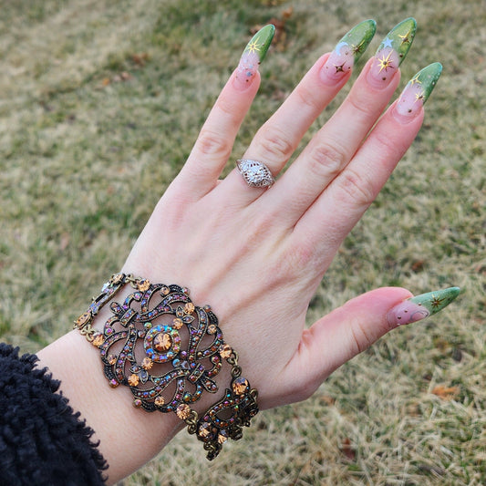 Vintage 80s Victorian Revival Rhinestone Bracelet by VCLM