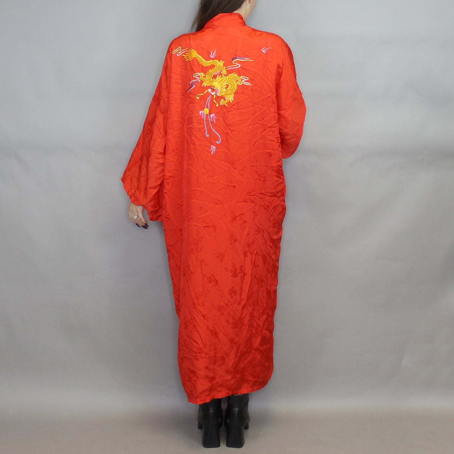 Vintage 70s Dragon Embroidered Kimono Robe