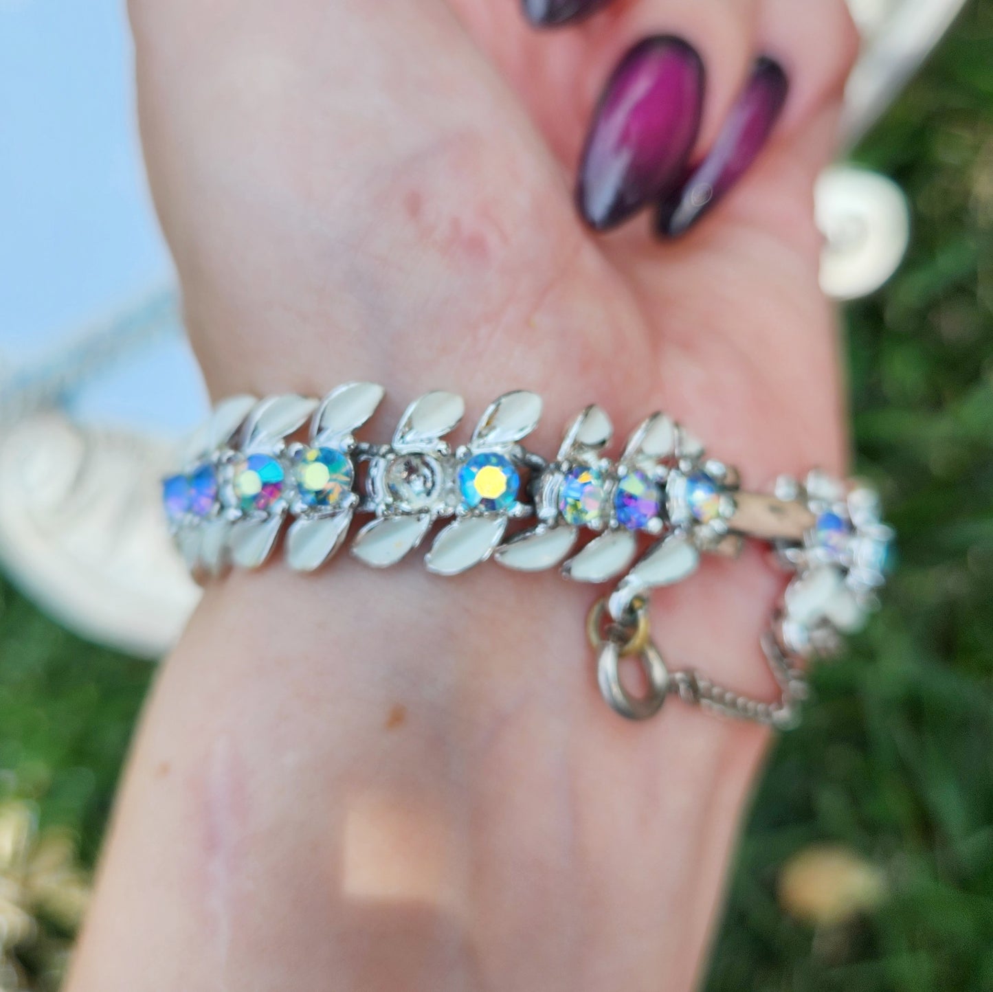 Vintage 60s Aurora Borealis Rhinestone Jewelry Set Bracelet & Choker