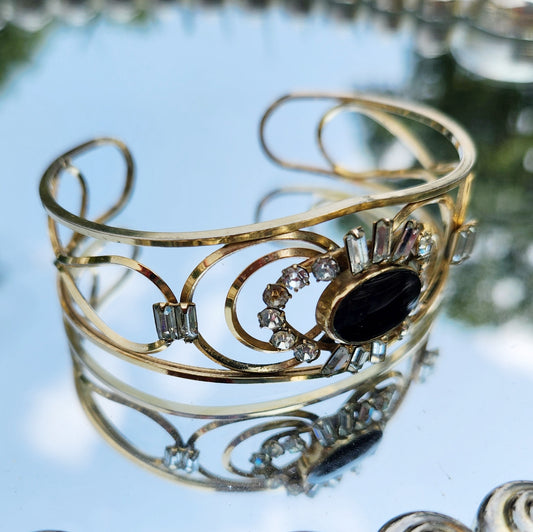 Vintage 50s Carl Art Onyx Cuff Bracelet