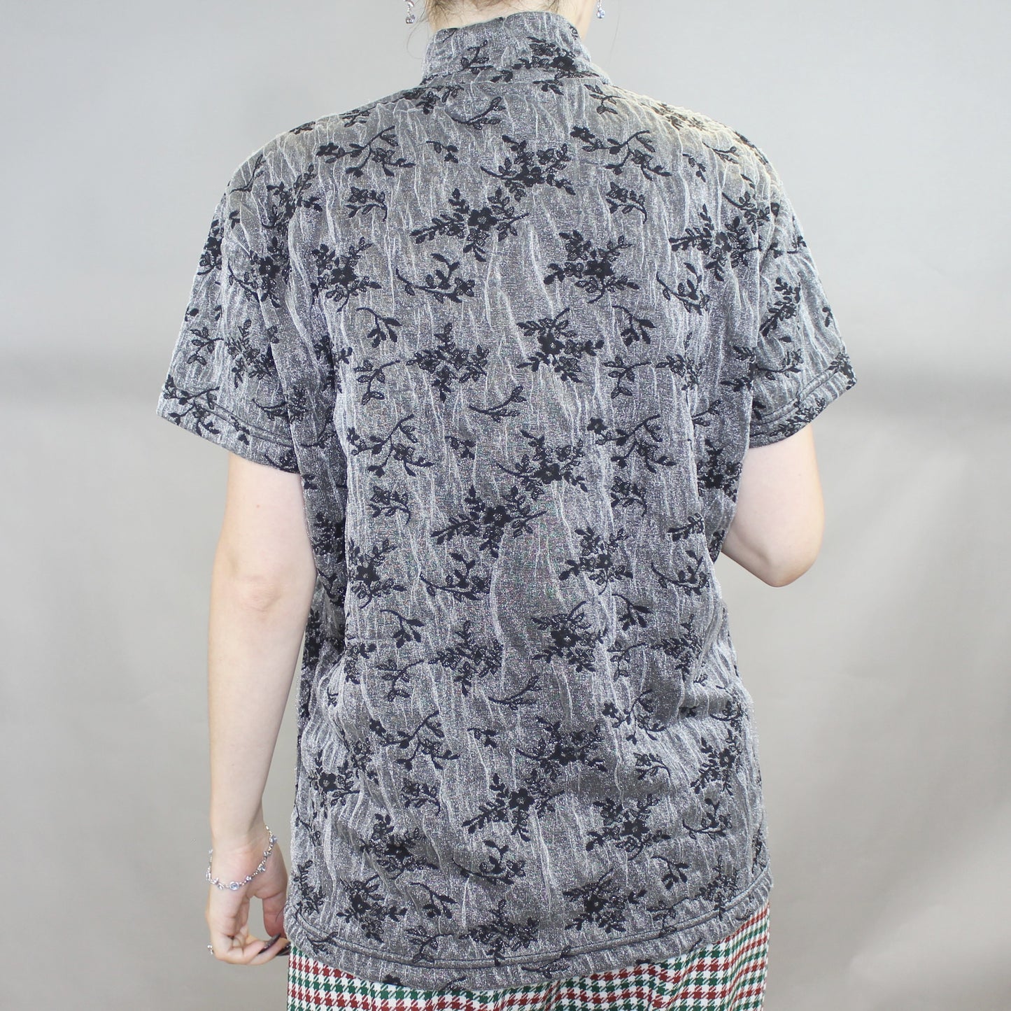 Vintage 90s Silver Mock Neck Tee by Frazier Lawrence
