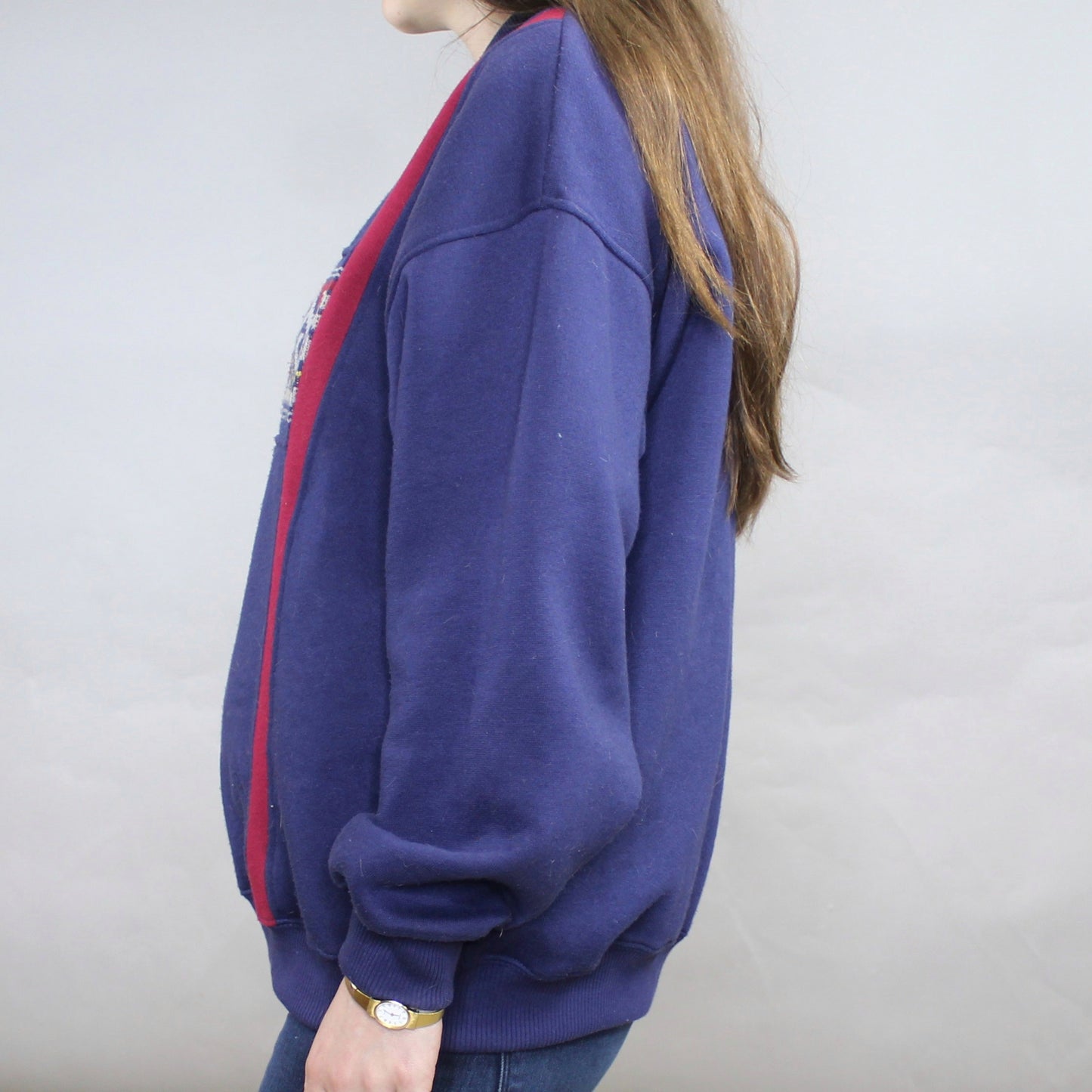 Vintage 80s Mock Neck Sweatshirt Navy