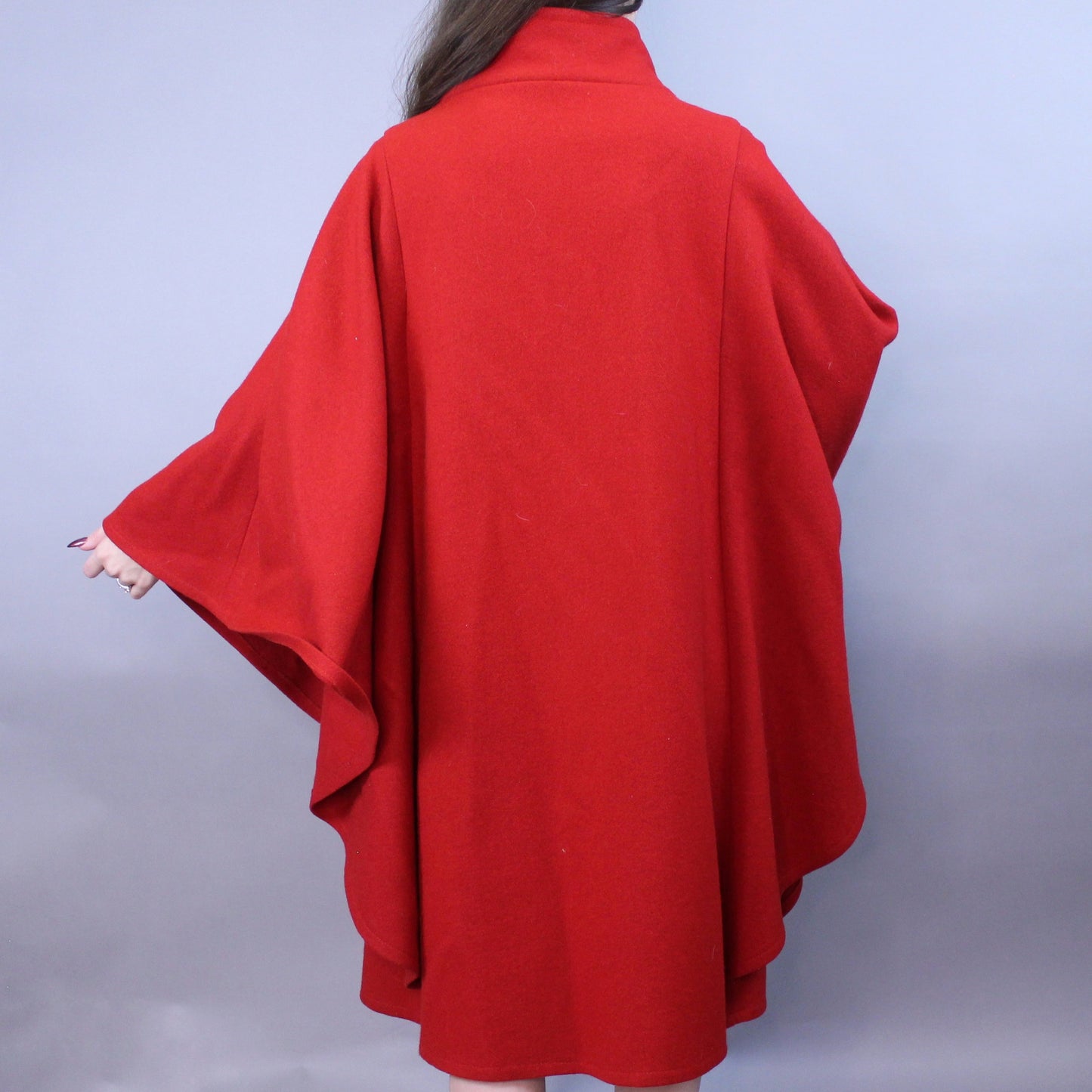 Vintage 80s Little Red Cape Coat