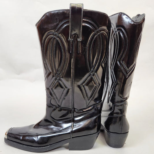 Jeffrey Campbell Black Silver Toed Cowboy Boots