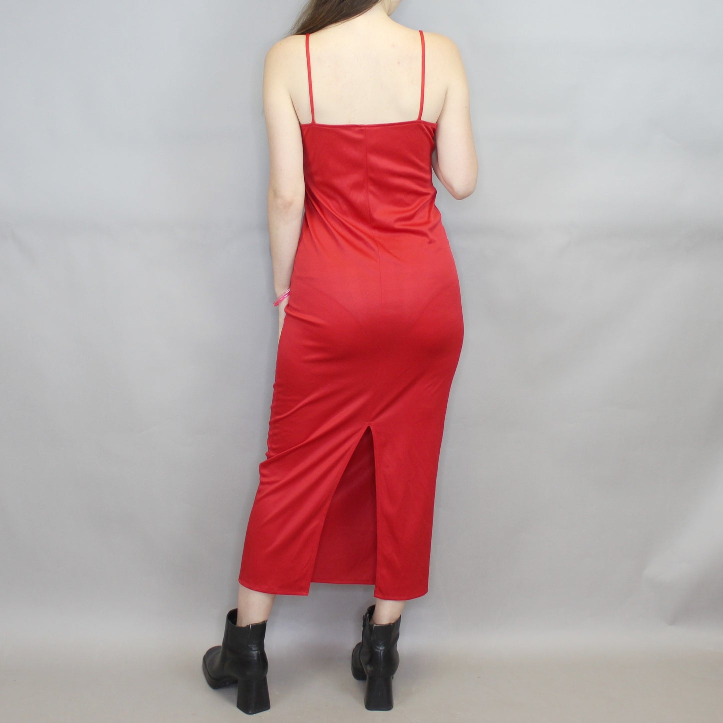 Vintage 80s Red Maxi Length Slip Dress