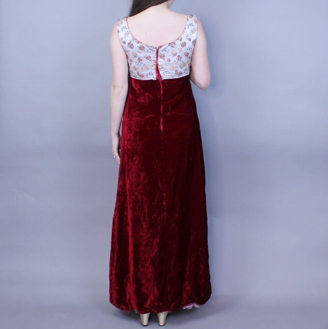 Vintage 70s Velvet Babydoll Evening Gown