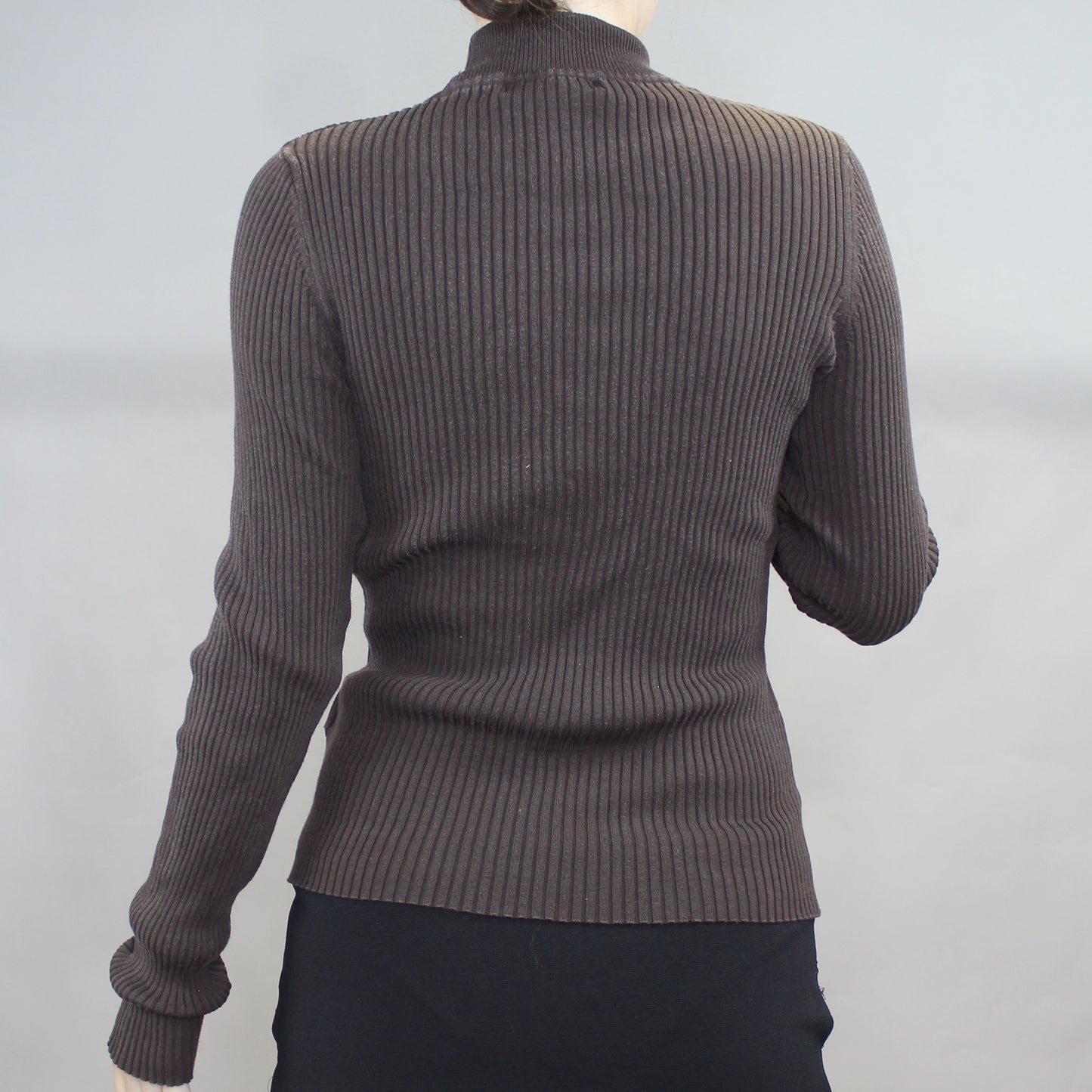 Vintage Y2k Long Sleeve Ribbed Mock Neck by August Silk