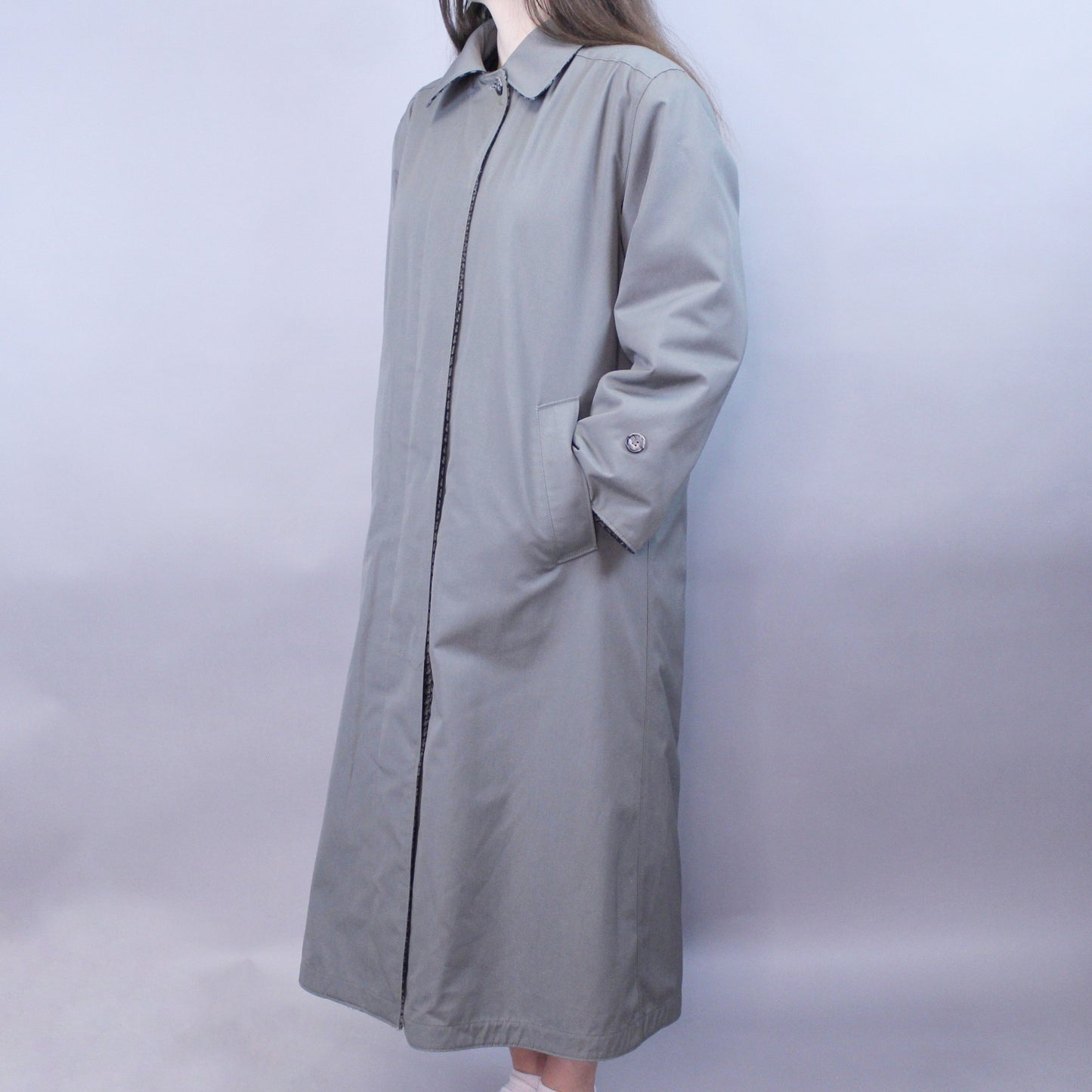 Vintage 80s Reversible Houndstooth Green Coat by London Fog