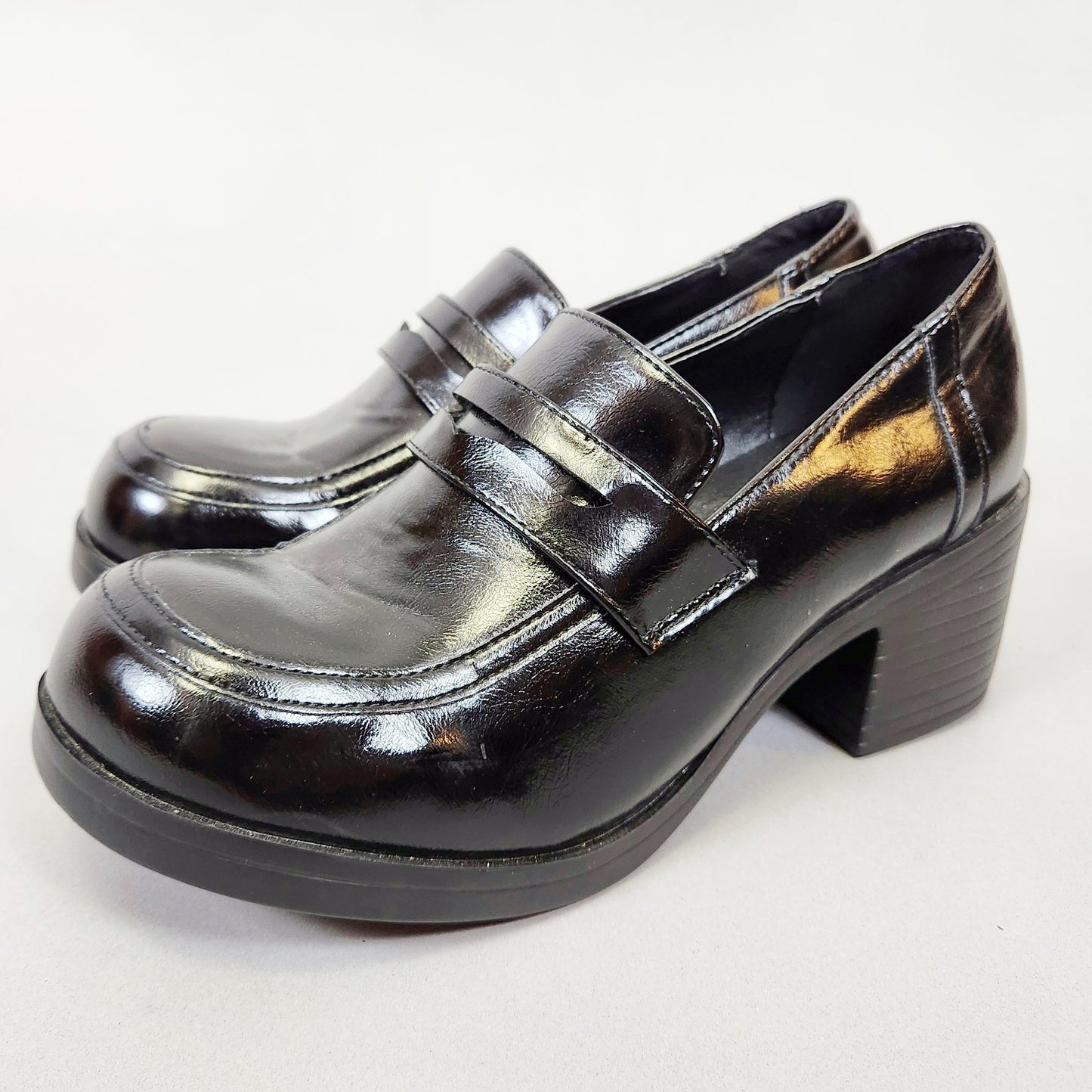 Vintage Y2k Heeled Chunky Heeled Loafers by Give Show