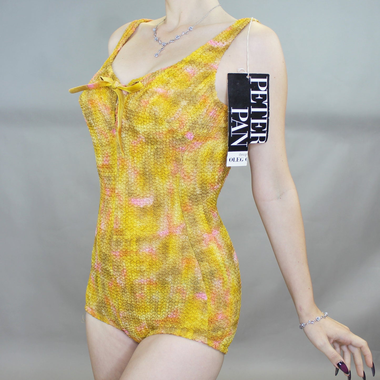 Deadstock NWT Vintage 60s Shirred Swimsuit from Peter Pan by Oleg Cassini