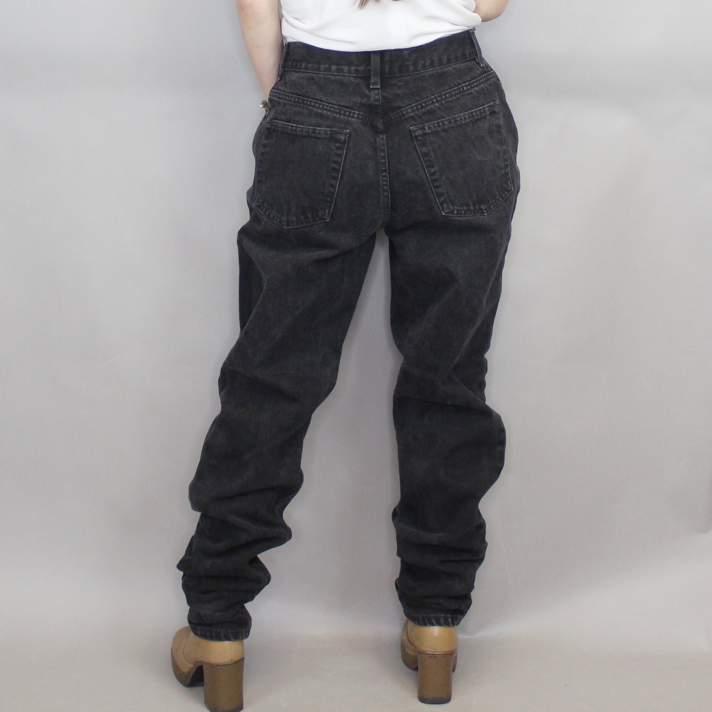 Vintage 90s Black Denim High Waisted Slim Fit Mom Jeans by Gap
