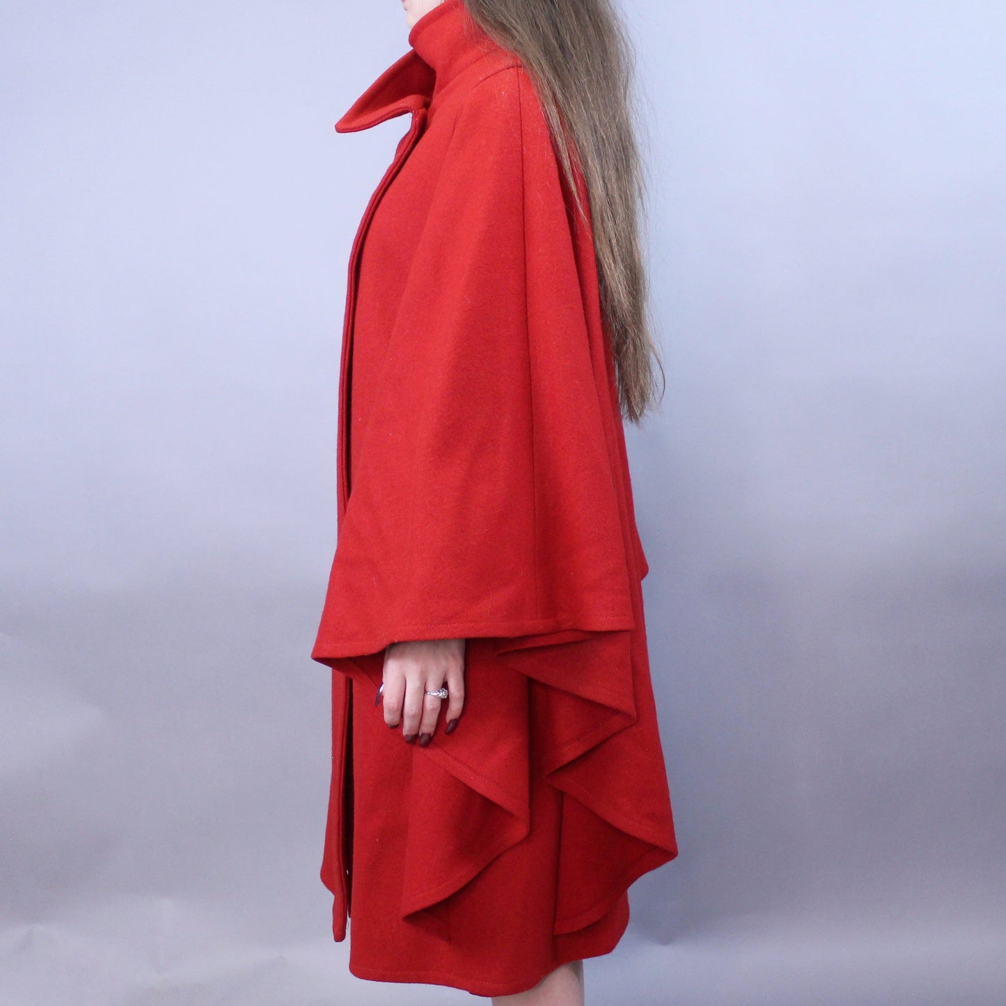 Vintage 80s Little Red Cape Coat