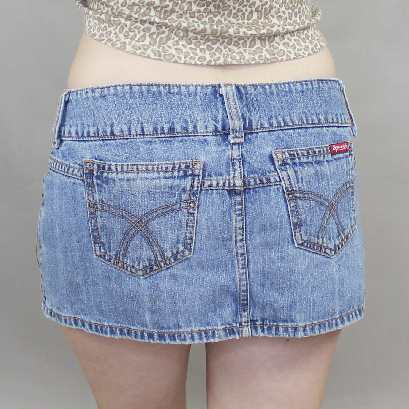 Vintage Y2k Low Rise Denim Bimbo Micro Mini Skirt by Spacegirlz
