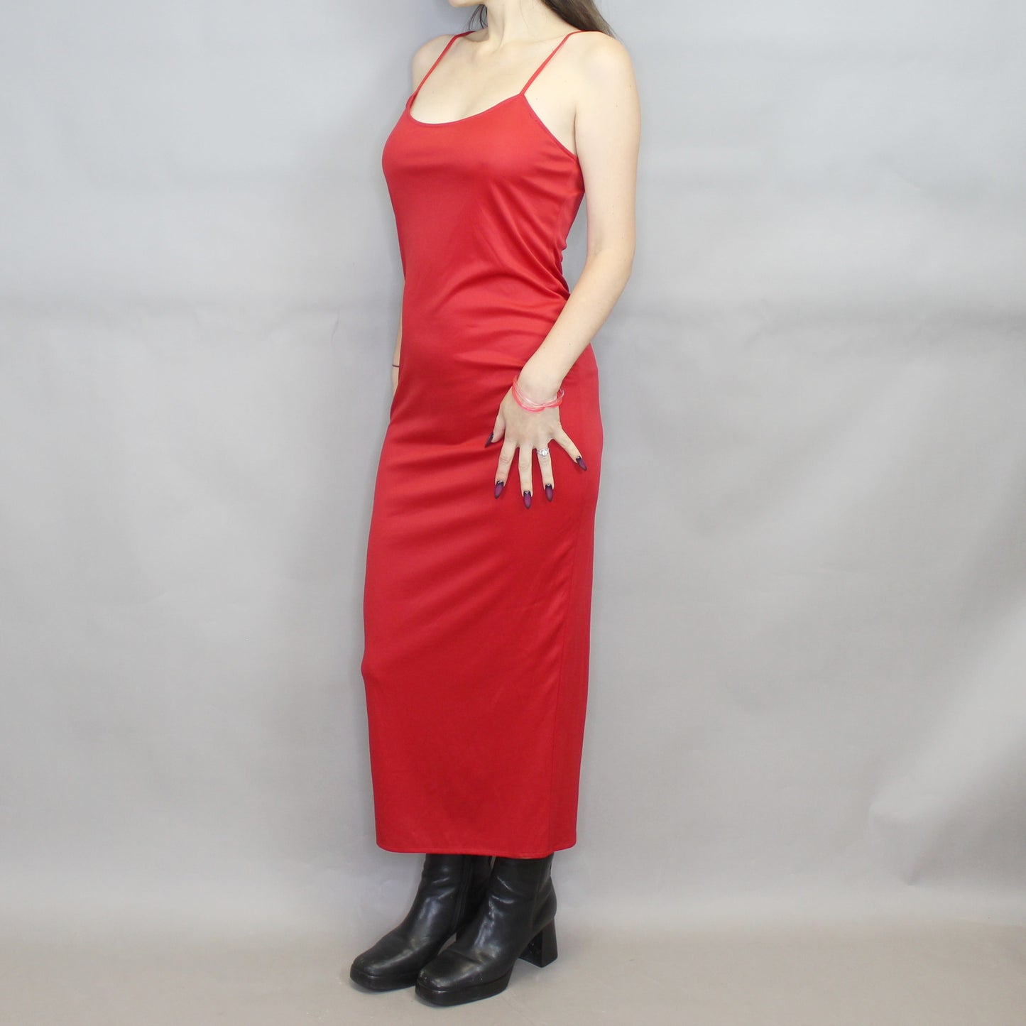 Vintage 80s Red Maxi Length Slip Dress