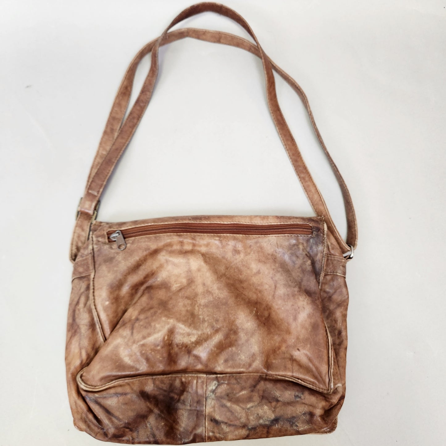 Vintage 80s Brown Leather Messenger Bag by East West