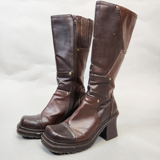 Vintage Y2k Chunky Knee High Patchwork Boots by No boundaries