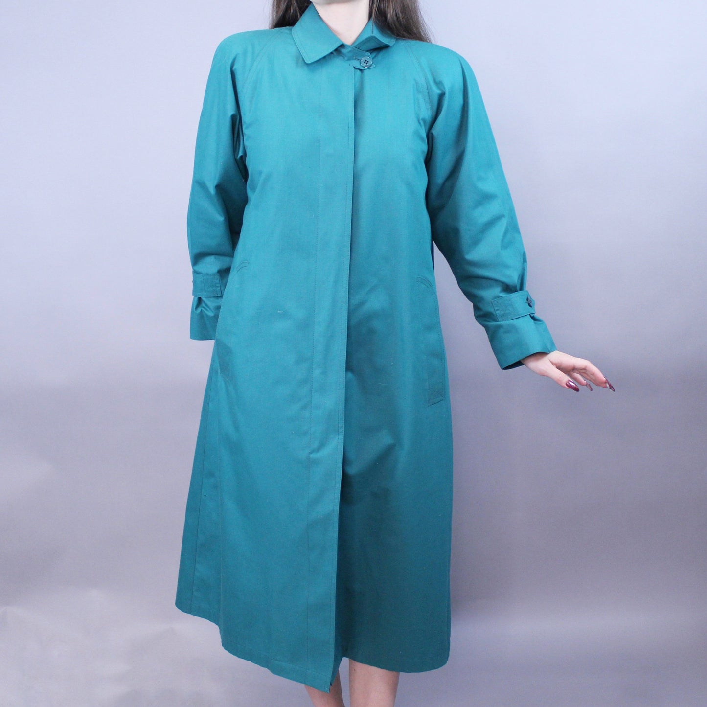 Vintage 80s Teal London Fog Trench Coat