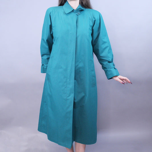 Vintage 80s Teal London Fog Trench Coat
