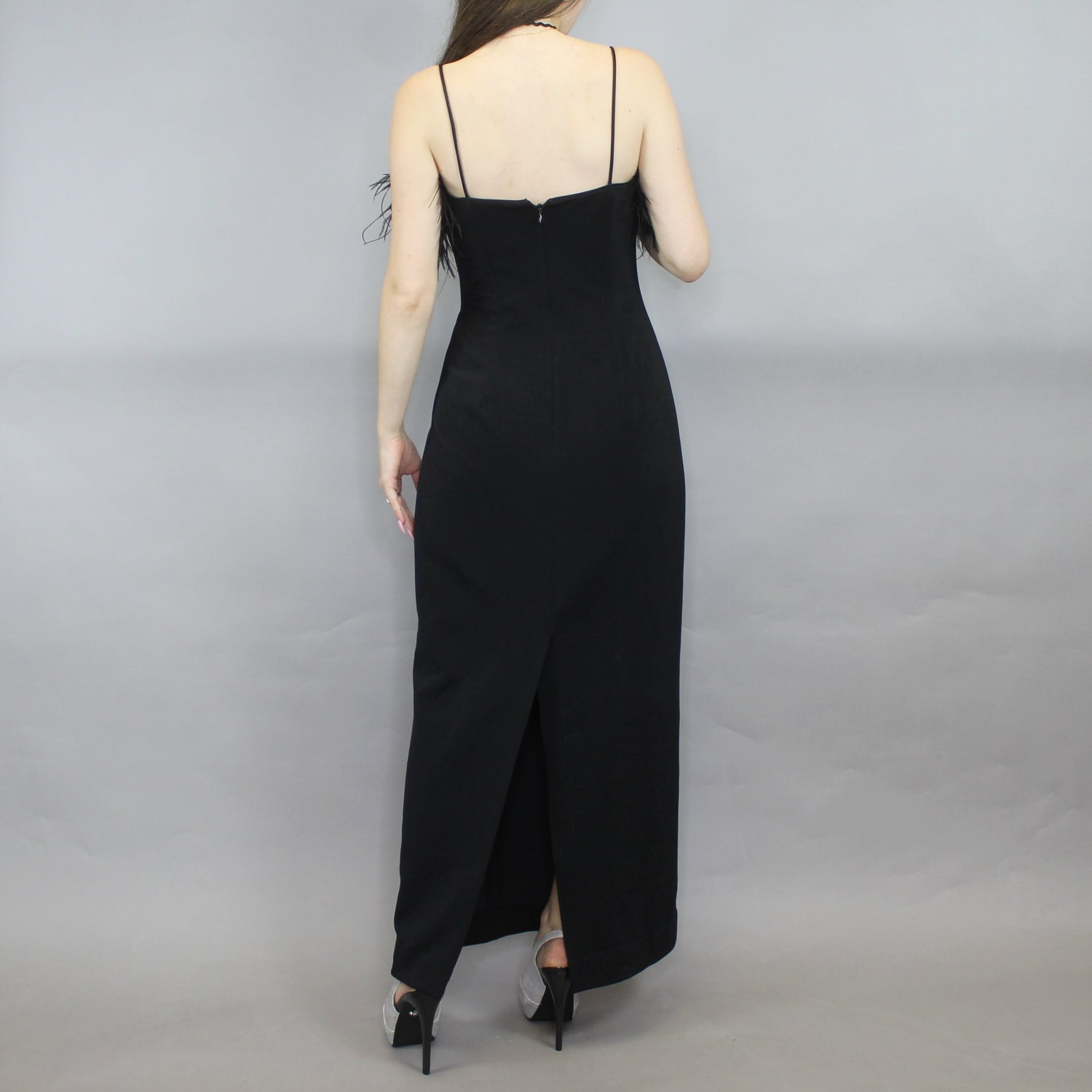 Vintage 90s Ostrich Feather Evening Gown Prom Dress by Alex Evenings – Odd Faery