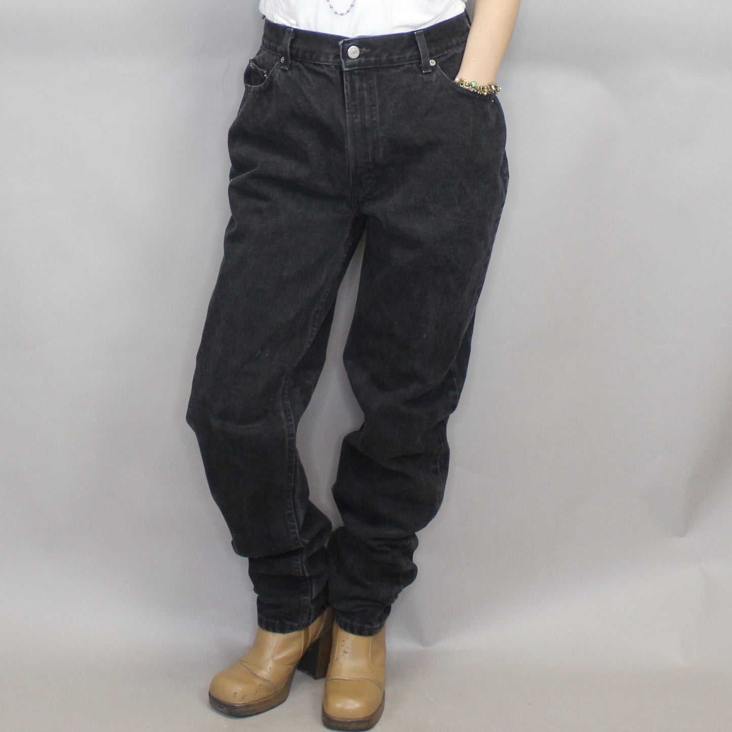 Vintage 90s Black Denim High Waisted Slim Fit Mom Jeans by Gap