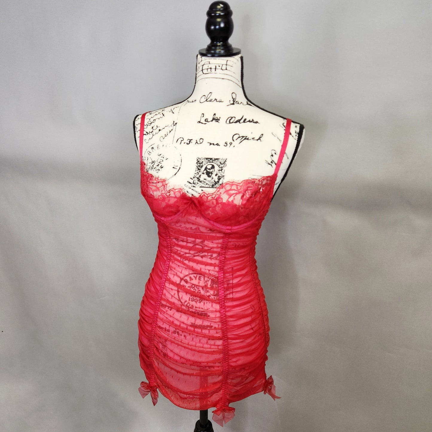 Red Ruched Micromesh Chemise Lingerie from Sexy Little Things by Victoria's Secret