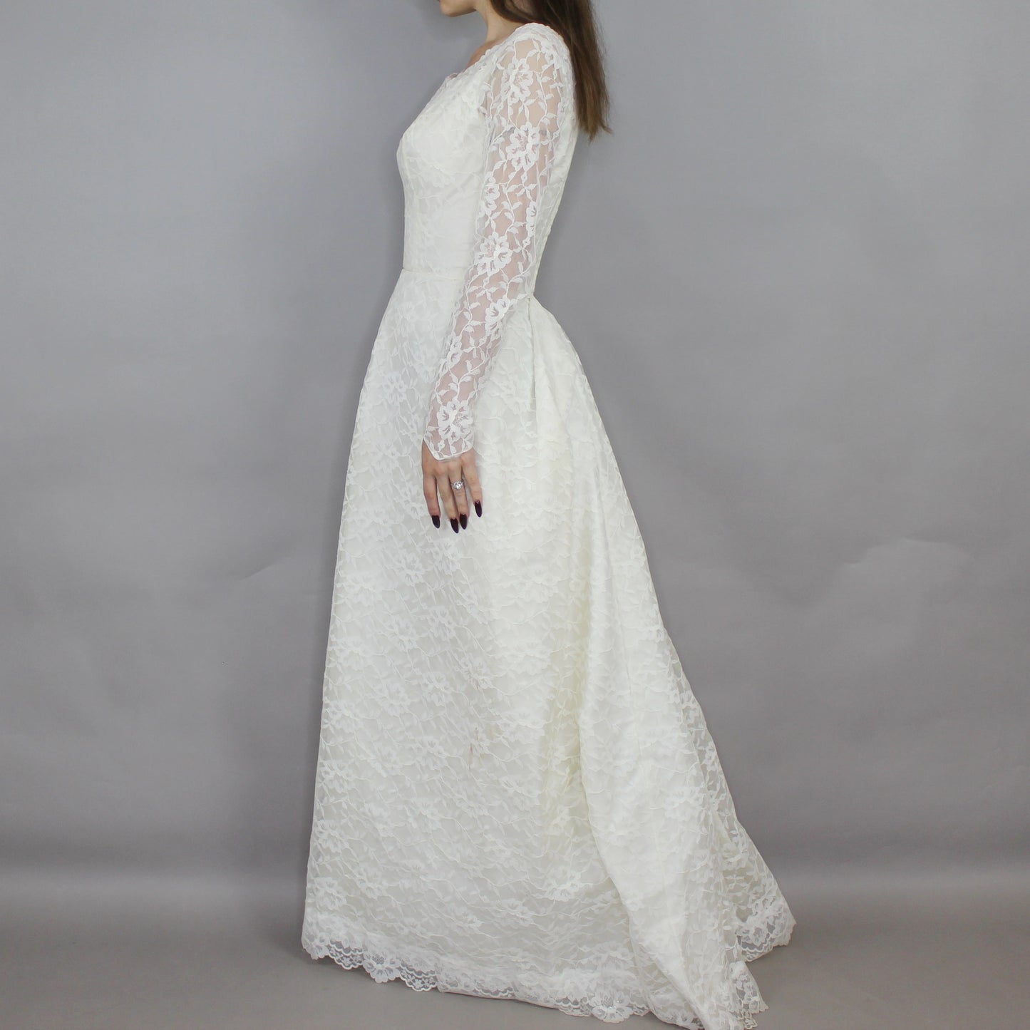 Vintage 60s Lace A-line Wedding Dress