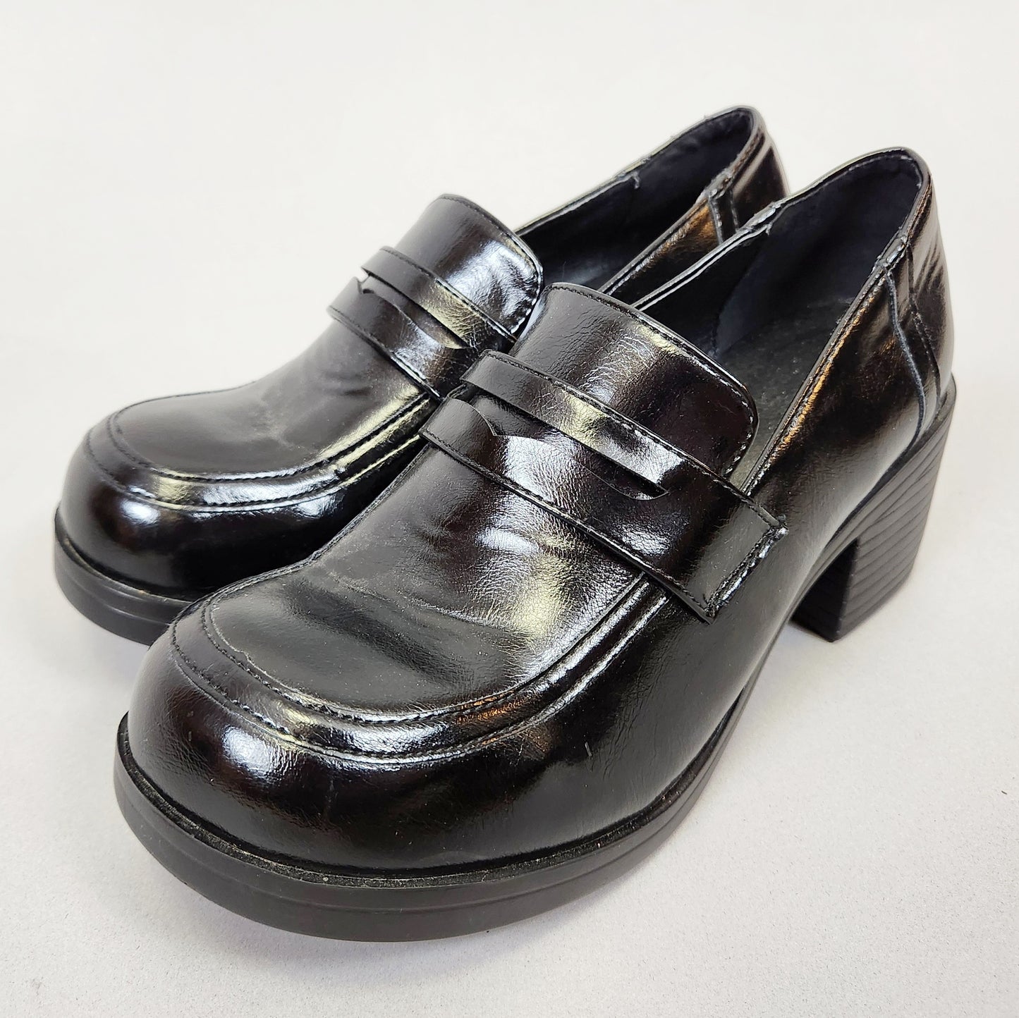 Vintage Y2k Heeled Chunky Heeled Loafers by Give Show