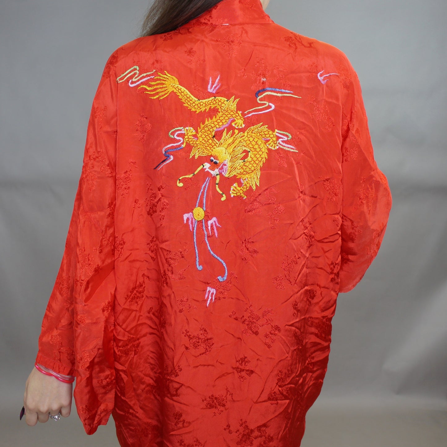 Vintage 70s Dragon Embroidered Kimono Robe