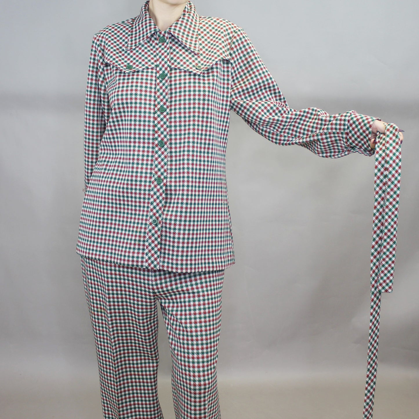 Vintage 70s Houndstooth Patterned Suit Set by Jane Colby