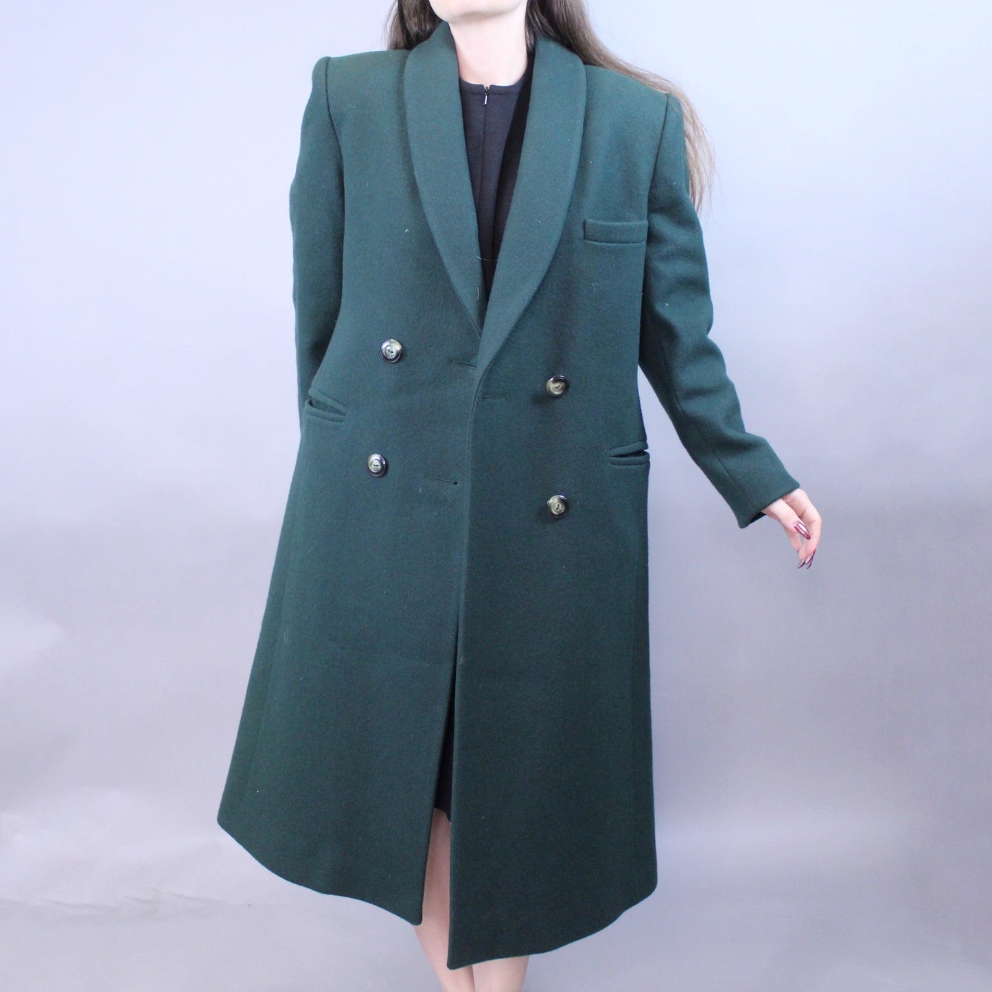 Vintage 80s Formal Green Overcoat