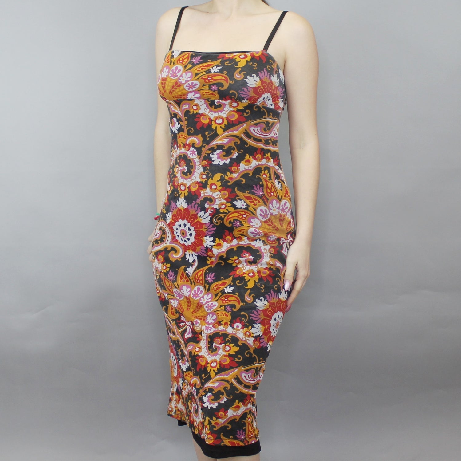 Vintage 90s Paisley Floral Bodycon Midi Dress by Necessary Objects fro Odd Faery Vintage 90s Paisley Floral Bodycon Midi Dress by Necessary Objects fro Odd Faery