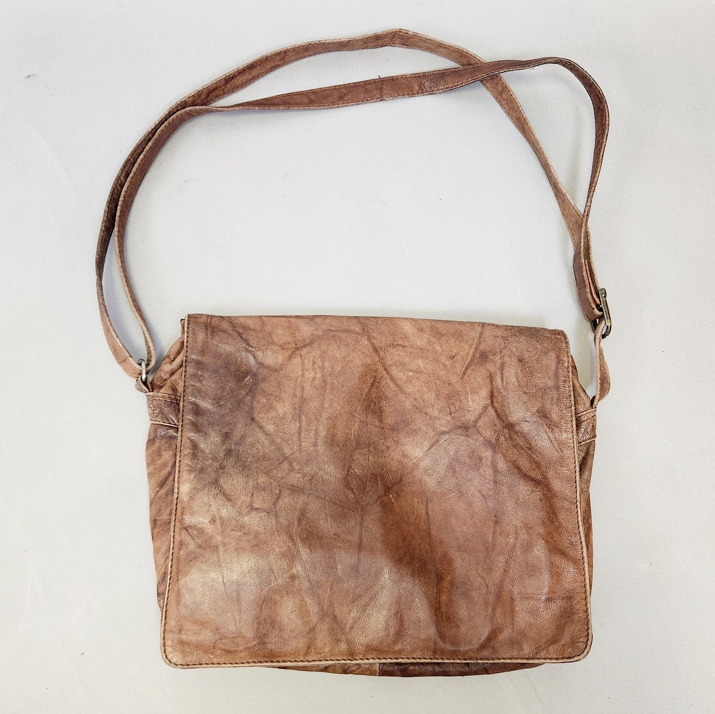 Vintage 80s Brown Leather Messenger Bag by East West