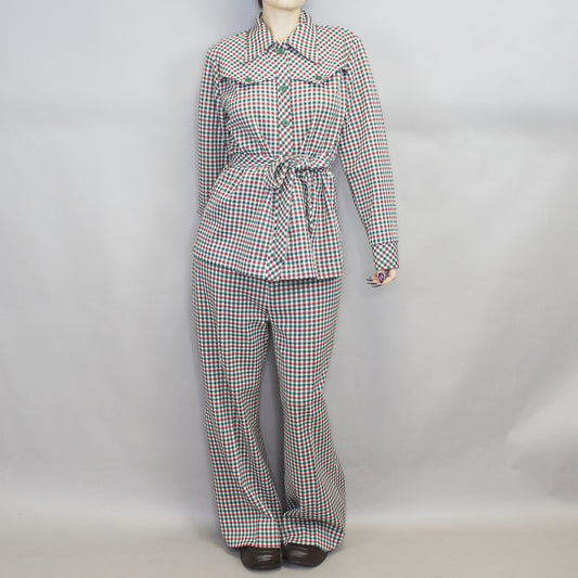 Vintage 70s Houndstooth Patterned Suit Set by Jane Colby