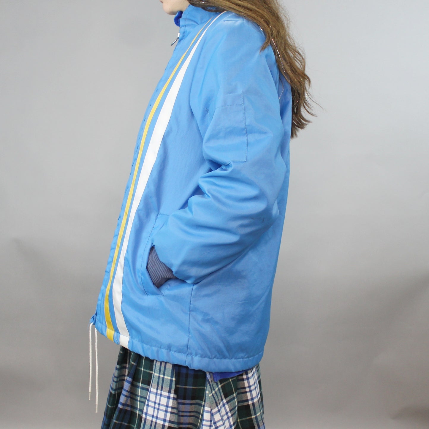 Vintage 70s Faux Fur Lined Racing Jacket with O-ring Zip