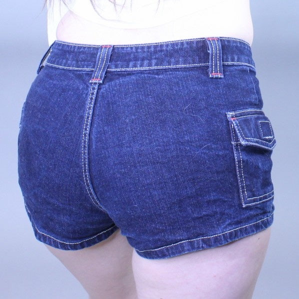 Vintage Y2k Low Rise Denim Cargo Micro Mini Shorts by TotheMax!