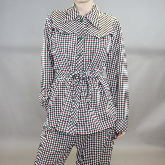 Vintage 70s Houndstooth Patterned Suit Set by Jane Colby
