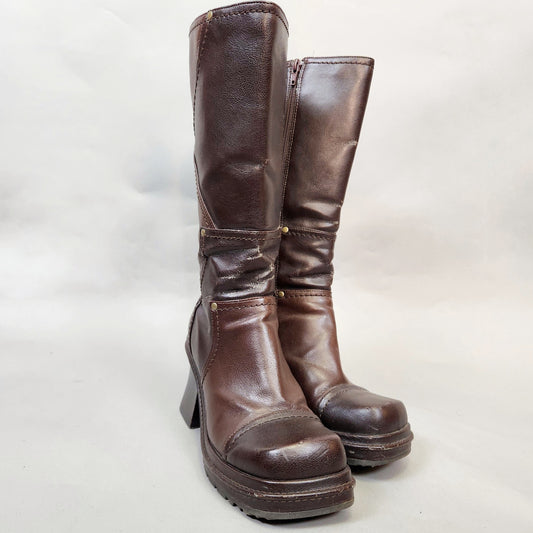 Vintage Y2k Chunky Knee High Patchwork Boots by No boundaries